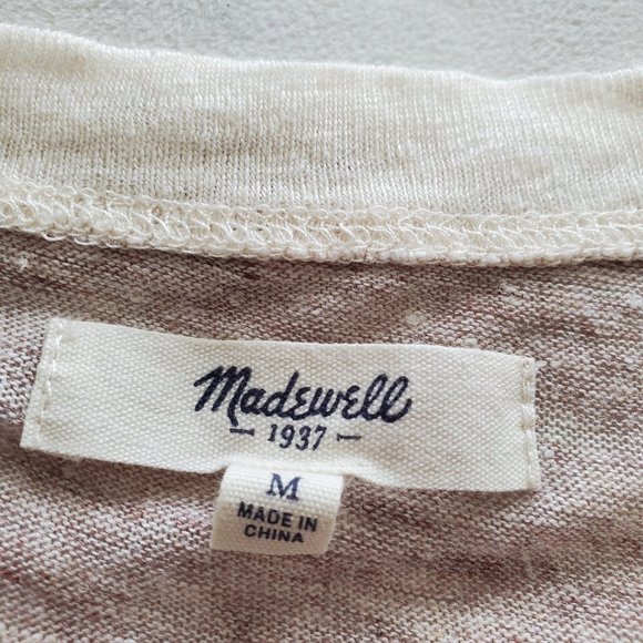 Madewell Size Medium Linen Top Raglan Short Sleeve - Picture 7 of 12